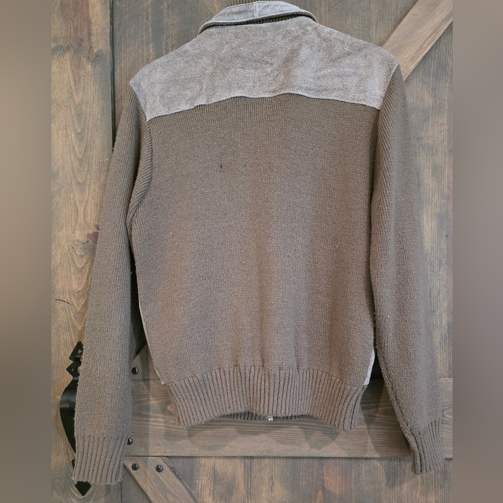 1st Ave South Vintage Genuine Suede Leather & Knit Sweater Size XL - Picture 3 of 7